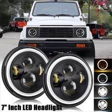 Pair DOT 7" inch LED Round Headlights DRL High&Low Beam For Suzuki Samurai SJ410