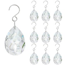 10 Pcs 38mm Clear Crystal Teardrop Chandelier Hanging Suncatcher Parts