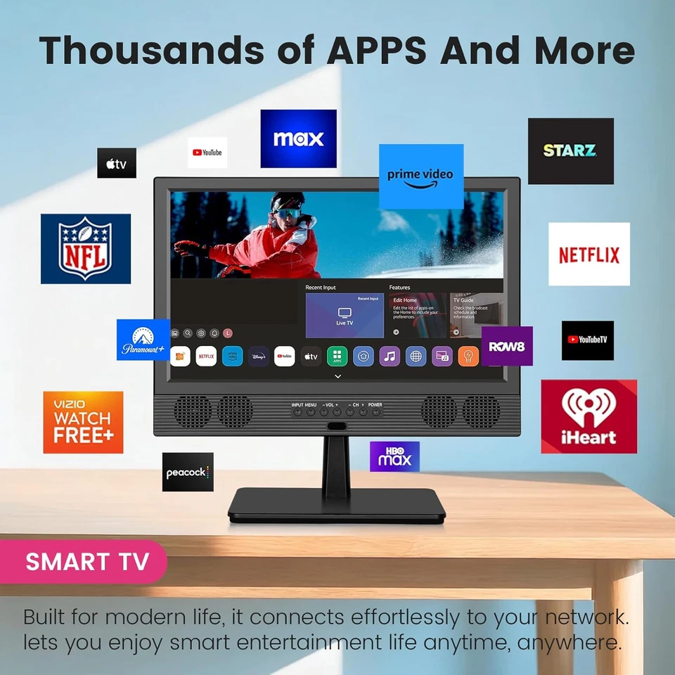 14 Inch Small Smart TV HD 720P LED, Compact Flat Screen Smart TV with Built-In S - Image 3 of 4