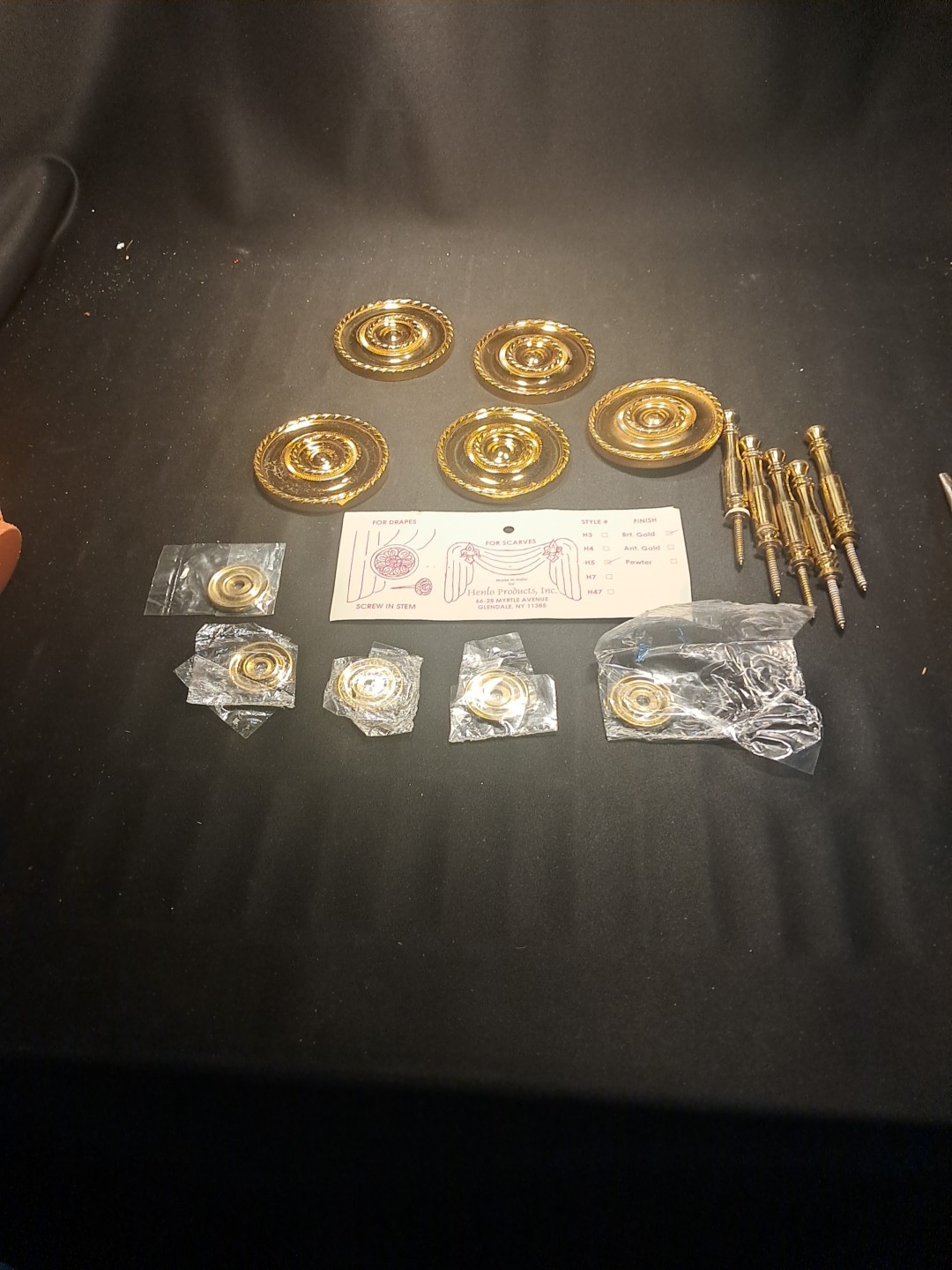 5  Vintage Brass Medallion Round Curtain Tie Backs 3 3/8” long 3" Diameter