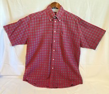 Vintage Tommy Hilfiger Plaid Shirt Mens M Button Down Red Navy Tartan 90s Y2K