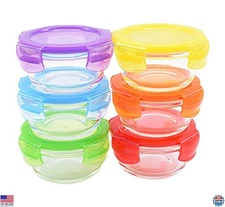 ARSUK 7oz Glass Food Storage Containers with Airtight BPA-Free Lids 6 Pack, 1