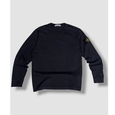 Stone Island Herren Pullover Schwarz Rundhals Langarm Baumwolle Logo Gr. S