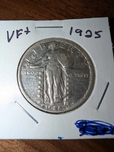 1925 P Standing Liberty Quarter VF+ Grade 90% Silver US Coin