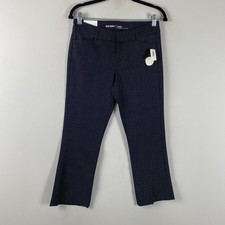 Old Navy Mid Rise Pixie Ankle Flare Pants Size 2 Black White Dots