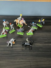 VTG Britains Deetail Medieval Knights Soldiers Horse Black Figures Lot 1971