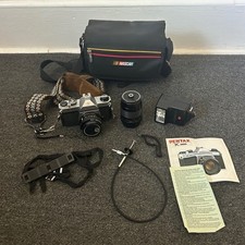 Pentax K1000 Film Camera Silver 35mm SLR Bundle with 50mm 135mm Lenses And Case