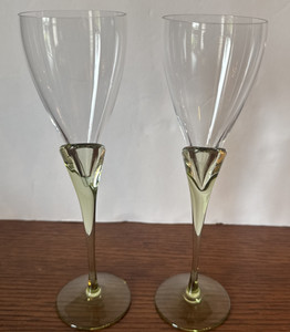 PAPYRUS BY ROSENTHAL Green Stem CRYSTAL CORDIAL GLASS 7 3/8" Set of 2