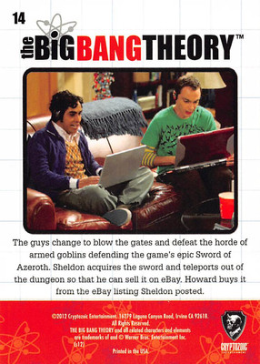 2012 Cryptozoic The Big Bang Theory Seasons 1 & 2 #14 The Gates of