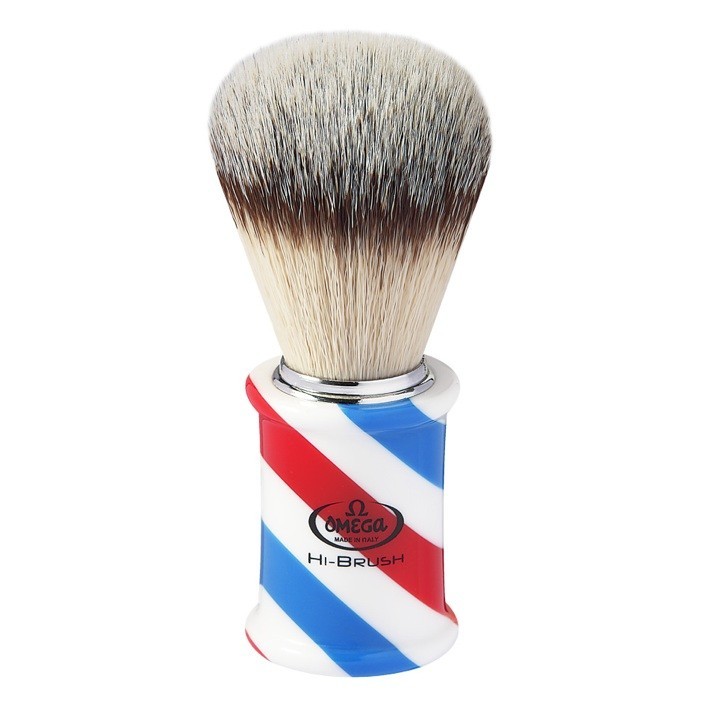 Omega Hi-Brush Barber Pole: Pennello da Barba Sintetico Professionale