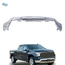 W/ Sensor Holes Chrome Split Front Bumper Face Bar For Chevy Silverado 2022-2024