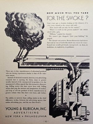1930 Young And Rubicam Advertising Print Ad How Much for the Smoke? Carbon Black