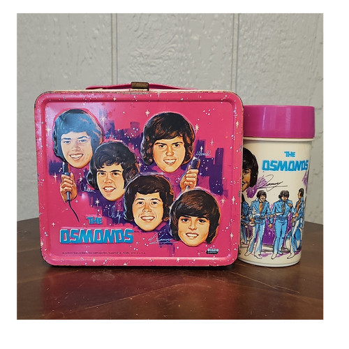 The Osmonds Metal Lunchbox & Thermos Set Pink 1970s Vintage Collectible