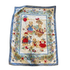 Vintage Handmade Garden Bears Hugs Kisses Flowers Birds Double Sided Baby Quilt