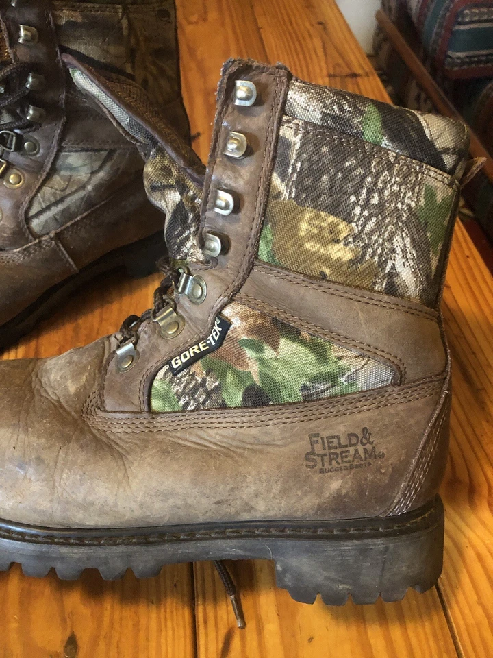 Field & Stream leather/camo Hunting Boots Goretex thinsulate mens size 9 - Image 2 of 4