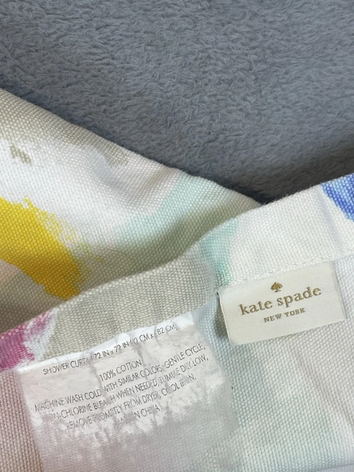 Cortina de chuveiro Kate Spade mola tecido BOHO ALGODÃO quadrado 72x72 Cottagecore - Imagem 2 de 4