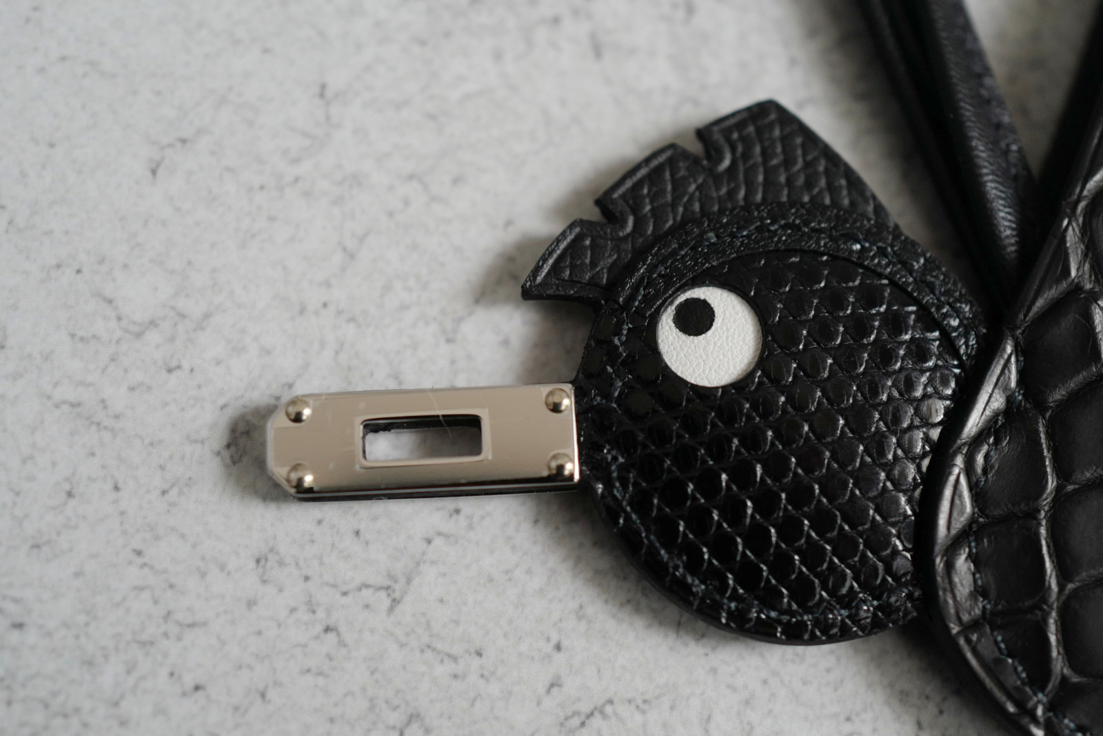 Hermès Birdy Charm Noir Alligator/Lizard/Epsom Calfskin Palladium Hardware image 7
