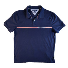 Tommy Hilfiger Polo Shirt Mens XL Navy Blue Custom Fit Short Sleeve Embroidered