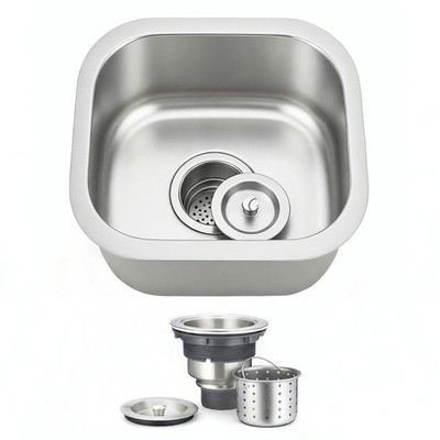 13x13 inch Undermount Bar Sink   18 Gauge 304 Stainless Steel Single Bowl sma...