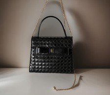 Authentic Bally Hang bag Black PatentLeather From Japan 0936