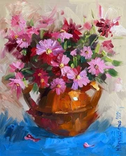 Original Oil Painting Still life Wildflowers Modern Impressionism Impasto Art