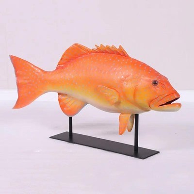 Coral Trout Fish on Base Resin Statue Aquatic Ocean Sea Prop Display Home Decor