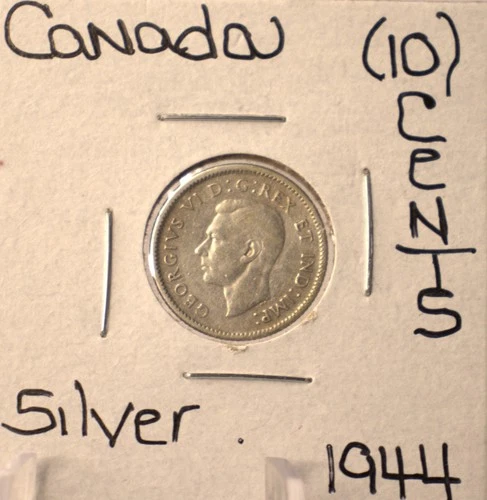 1944 Canada  Bluenose schooner 10 Cents Dime 80% Silver 10c Canadian