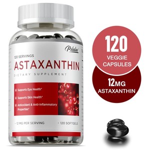 Astaxanthine 12mg - Promotion de la peau, des yeux, de la vision, des articulations & Santé cardiaque, antioxydant