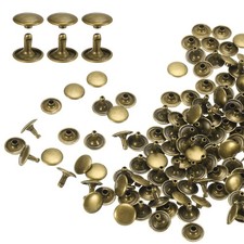 60Set Double Cap Leather Rivet,12x10mm Cap Tubular Metal Craft Rivet,Bronze