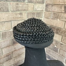 50s VINTAGE Size S Clover Lane Women s Black Straw Dome Hat Union USA Made #2598