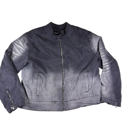 Nova Jacket Mens 2XL Moto Zip Up Casual Streetwear Ombre Faded Gray Black