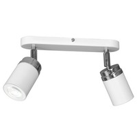 Deckenspot Weiß Chrom 2 Flammig GU10 Metall Deckenstrahler KüChe Wohnzimmer