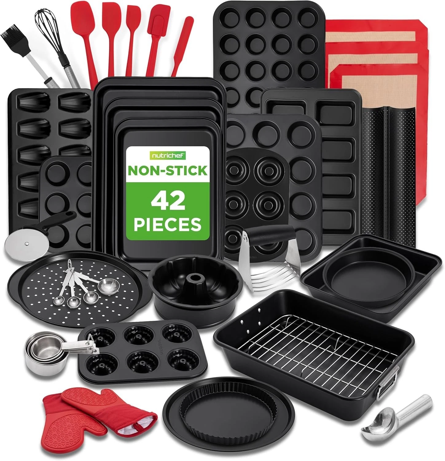 42-Piece Nonstick Bakeware Set Carbon Steel Baking Pans with Accessories Oven