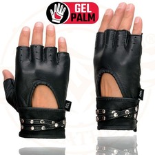 Image of Milwaukee Leather 461 Women's Black Leather Fingerless Motorcycle Rider Gloves