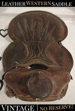   VINTAGE  14.5" Western Horse / Pony Riding Tooled Leather Saddle