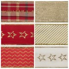 Lot de rubans de Noël : ruban bord filaire : largeurs mixtes : lot de 12 (2 de chaque)