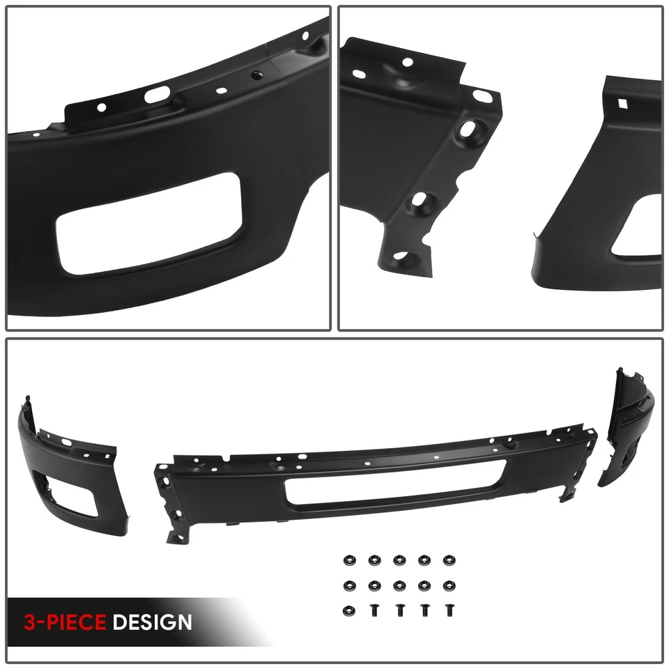 Barra frontal de parachoques negra con orificios para faros antiniebla para 11-14 Silverado 2500 3500 HD Foto 3 de 4