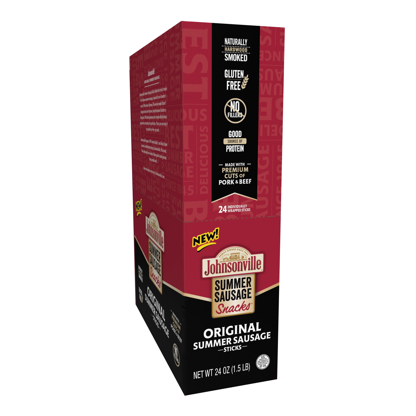 Johnsonville Original Summer Sausage 1oz StickNaturally Smoked Pack of
