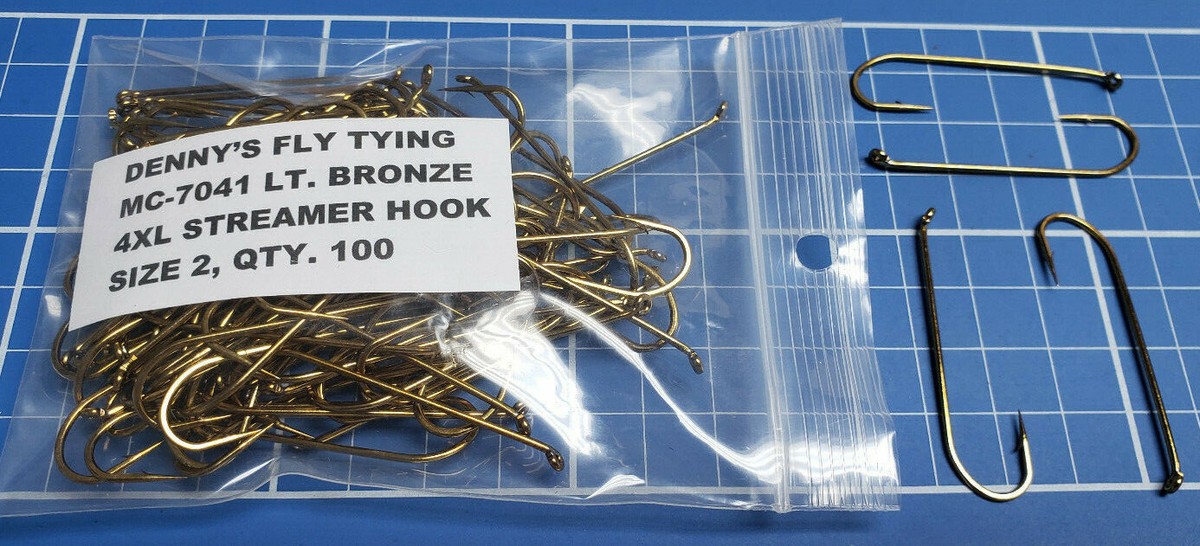 MC-7041 Light Bronze Streamer Fly Hooks – 1X Strong, 4X Long, Round Bend, Forged Fishing Hooks