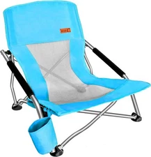 Nice C Low Beach Camping Folding Chair, Ultralight Backpacking Chair Sky Blue 