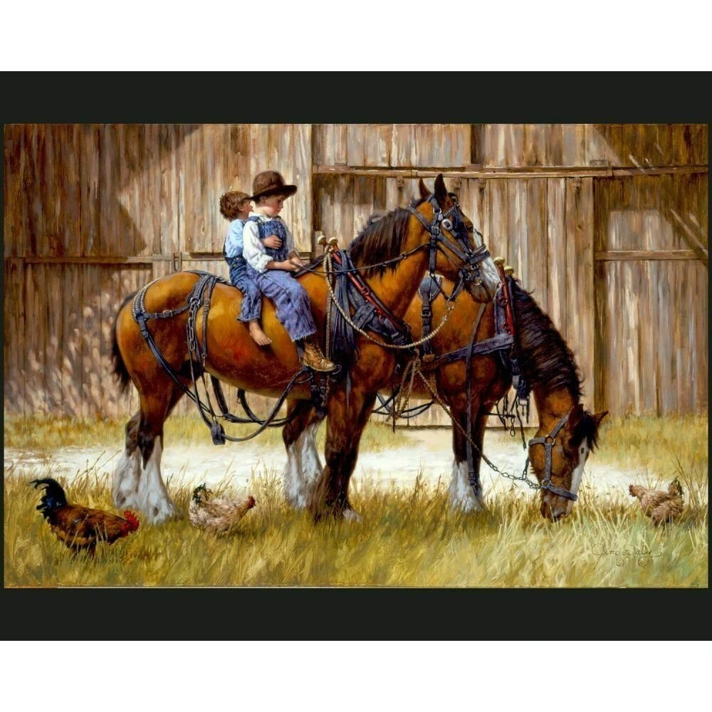 BACK to the BARN - Horse - Fabric Quilt Panel - 100% Cotton Fabric