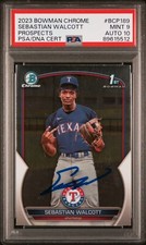 Sebastian Walcott Signed 2023 1st Bowman Chrome RC Autographed Auto PSA 9/10