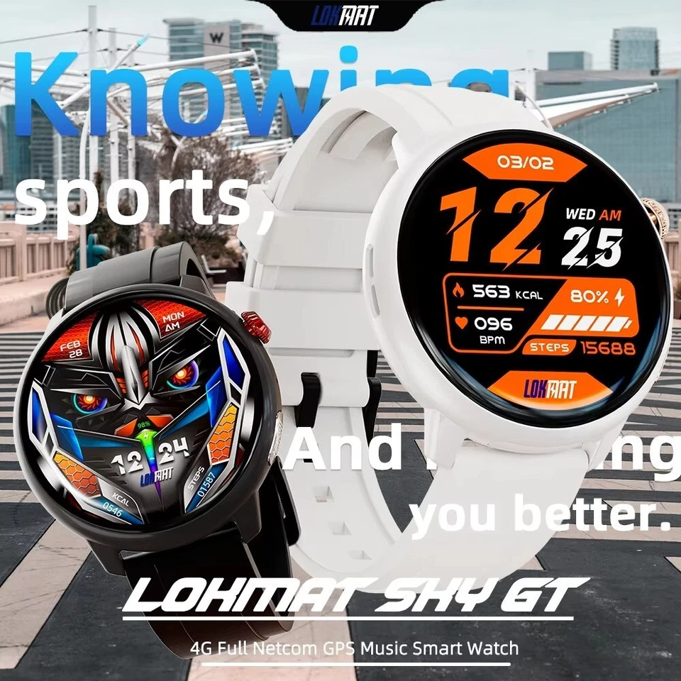 LOKMAT SKY GT 4G Smartwatch 1,43" Gesundheitsüberwachung SOS GPS Fitness Tracker - Bild 2 von 4