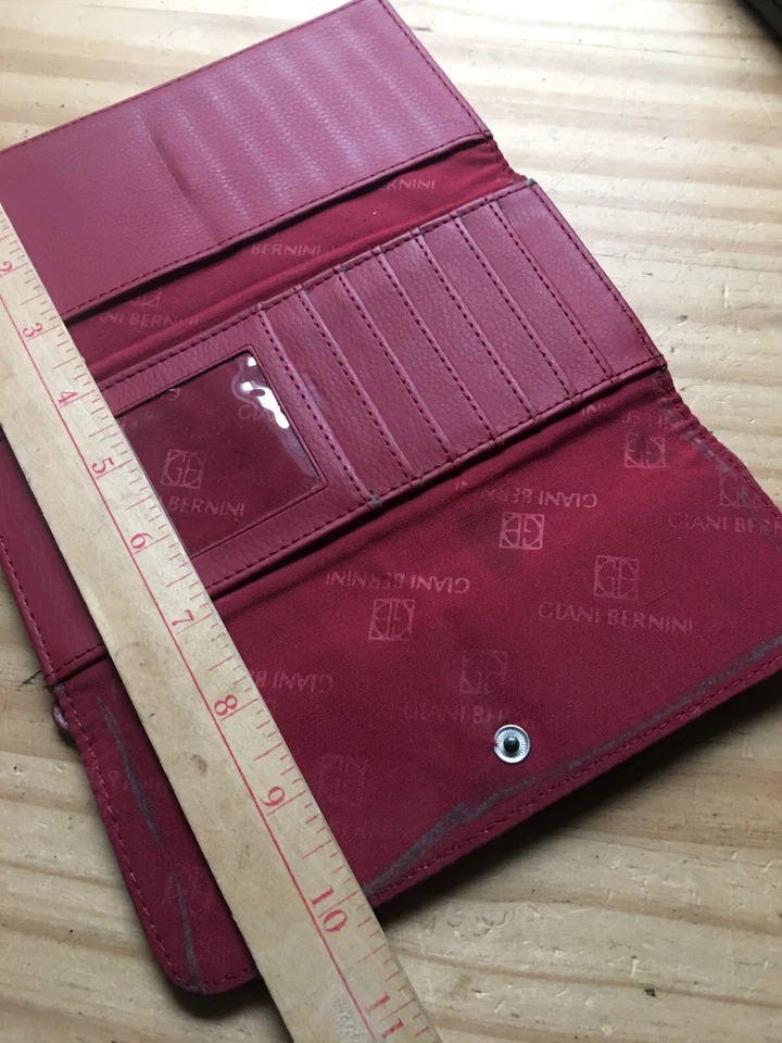GIANI BERNINI 葡萄酒真皮三折钱包卡夹卡扣 7.5 升 — 第 3/4 张图片