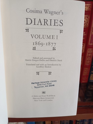 COSMINA WAGNER’S DIARIES_2 Vols_Gregor-Dellin / Mack Harcourt_1st Edn_Ex-library - Picture 8 of 12
