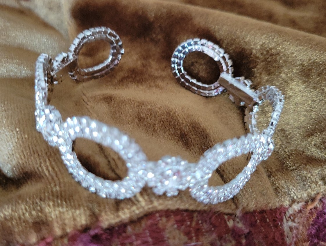 STUNNING RHINESTONE Bangle Cuff Bracelet - image 2