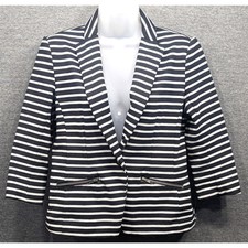 Christian Siriano Runway Style Womens Jacket - Black/white Striped, Size Small