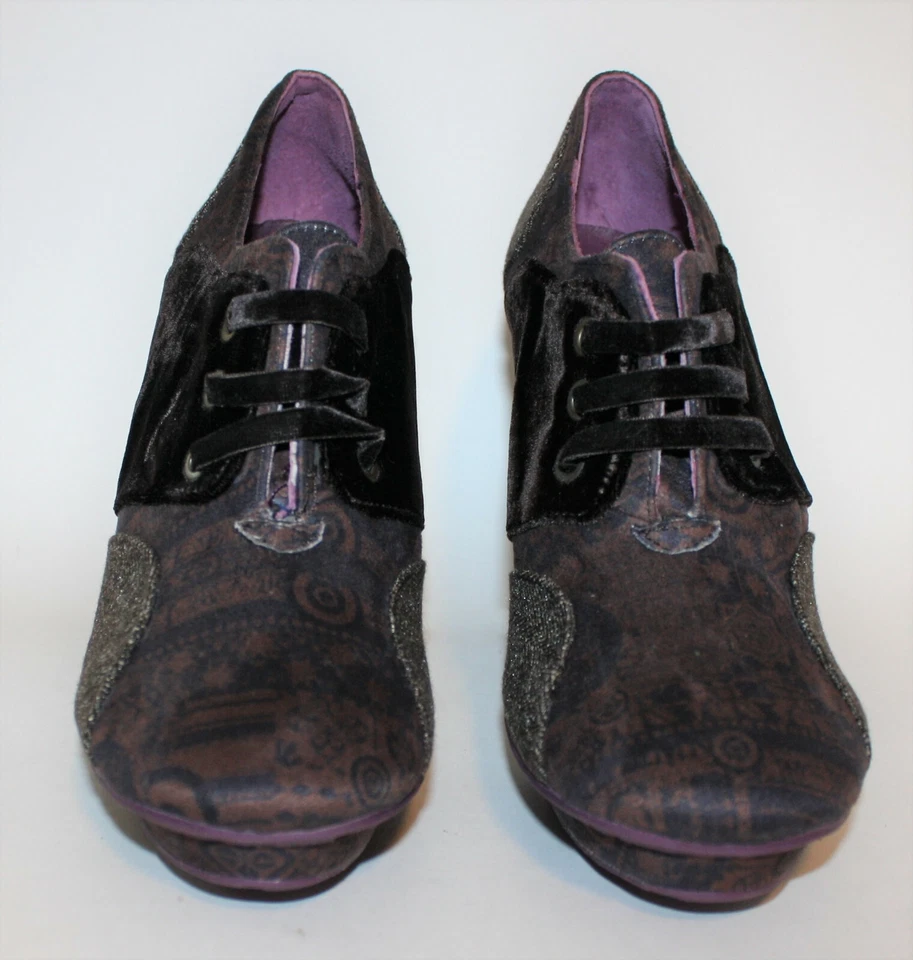 Mary Janes Desigual púrpura medios mixtos NUEVO SIN CAJA 40 EE. UU. 9 9,5 terciopelo Foto 3 de 4