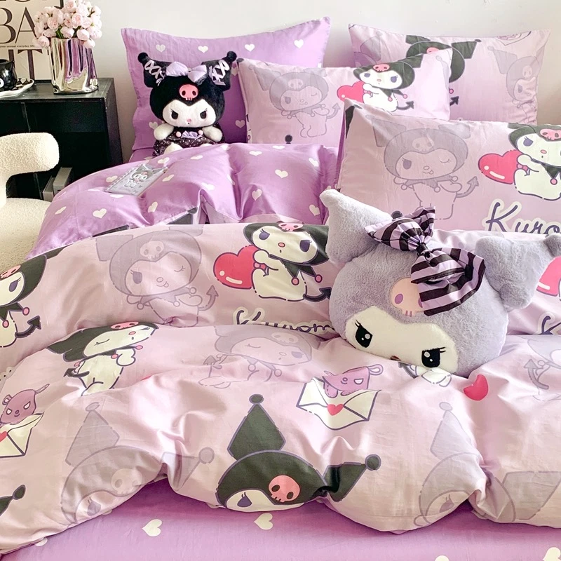 Funda de edredón 100 % algodón Kuromi Dreamland púrpura ropa de cama funda de almohada REINA Foto 2 de 4
