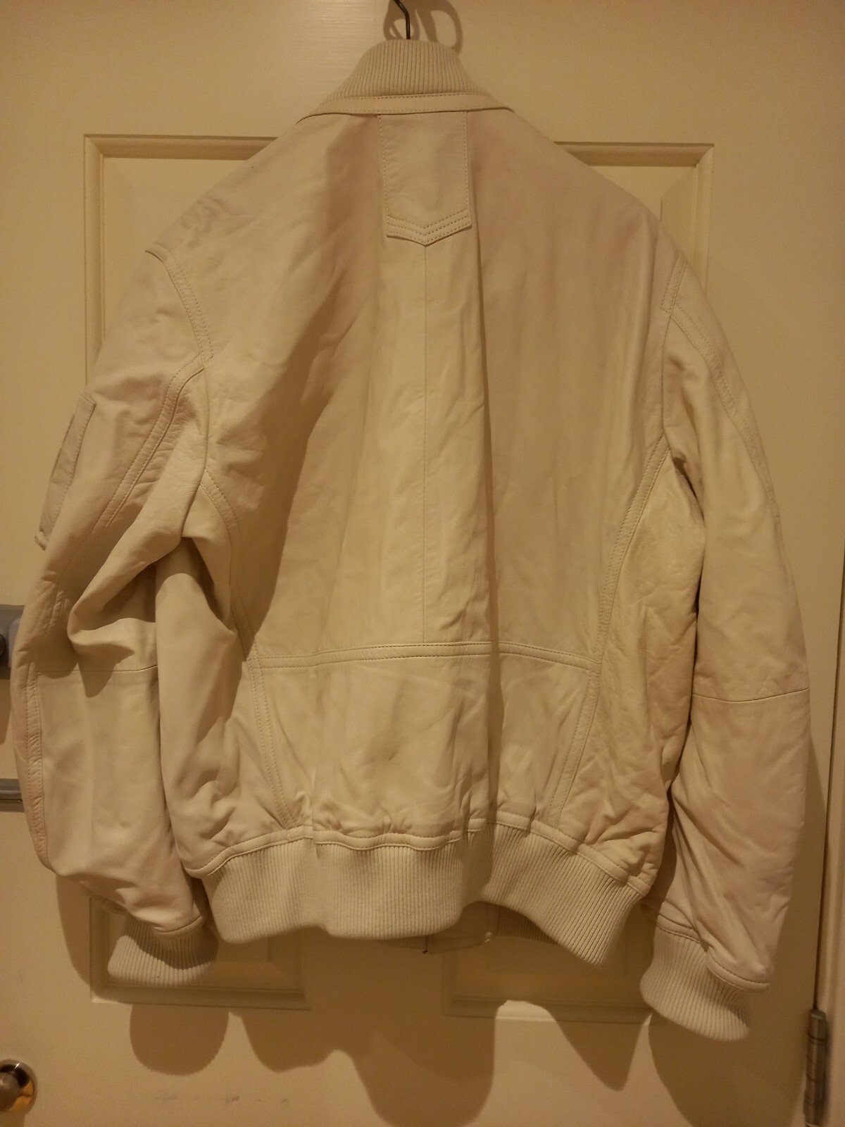 Zara Limited Edition SRPLS Natural White Leather Bomber Jacket Size M image 4